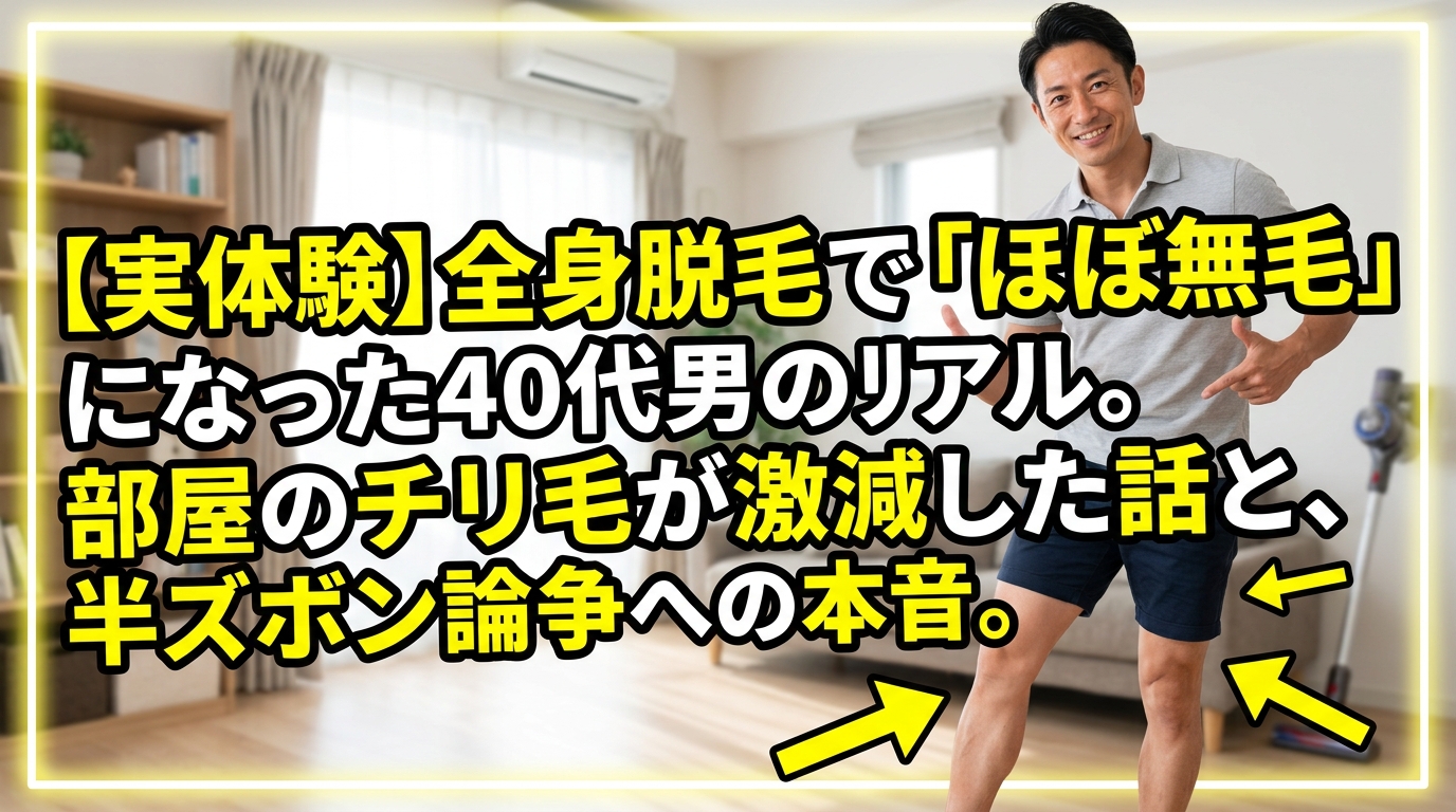 【実体験】全身脱毛で「ほぼツルツル」になった40代男のリアル。部屋の縮れ毛激減と、ハーフパンツ論争への本音